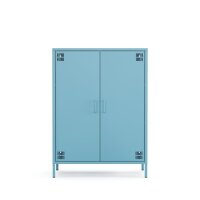 Metall-Sideboard FERRY 7 Blau - 2 Türen, verstellbare Regalböden, 805 x 400 x 1095 mm