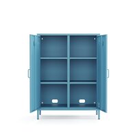 Metall-Sideboard FERRY 7 Blau - 2 Türen, verstellbare Regalböden, 805 x 400 x 1095 mm