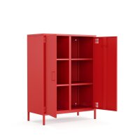Metall-Sideboard FERRY 7 Rot - 2 Türen, verstellbare Regalböden, 1095 x 805 x 400 mm