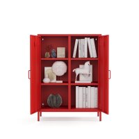 Metall-Sideboard FERRY 7 Rot - 2 Türen, verstellbare Regalböden, 1095 x 805 x 400 mm