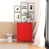 Metall-Sideboard FERRY 7 Rot - 2 Türen, verstellbare Regalböden, 1095 x 805 x 400 mm