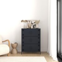 Metall-Sideboard FERRY 9 Anthrazit - 6 Türen, verstellbare Regalböden, 1095 x 805 x 400 mm