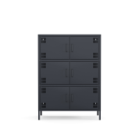 Metall-Sideboard FERRY 9 Anthrazit - 6 Türen, verstellbare Regalböden, 805 x 400 x 1095 mm