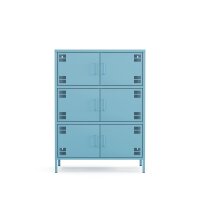 Metall-Sideboard FERRY 9 Blau - 6 Türen, verstellbare Regalböden, 1095 x 805 x 400 mm