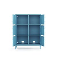 Metall-Sideboard FERRY 9 Blau - 6 Türen, verstellbare Regalböden, 1095 x 805 x 400 mm