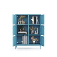 Metall-Sideboard FERRY 9 Blau - 6 Türen, verstellbare Regalböden, 1095 x 805 x 400 mm
