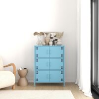 Metall-Sideboard FERRY 9 Blau - 6 Türen, verstellbare Regalböden, 1095 x 805 x 400 mm