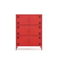 Metall Möbel Pera9, Sideboard 6 Türen - 80,5 x 40 x 109,5 cm Rot