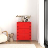 Metall Möbel Pera9, Sideboard 6 Türen - 80,5 x 40 x 109,5 cm Rot