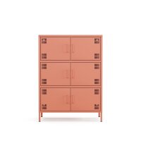 Metall-Sideboard FERRY 9 Lachsfarben - 6 Türen, verstellbare Regalböden, 1095 x 805 x 400 mm