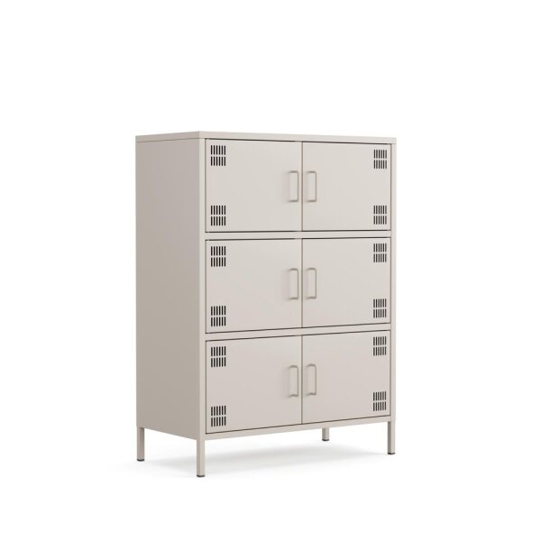 Metall-Sideboard FERRY 9 Beige - 6 Türen, verstellbare Regalböden, 1095 x 805 x 400 mm