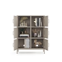 Metall-Sideboard FERRY 9 Beige - 6 Türen, verstellbare Regalböden, 1095 x 805 x 400 mm