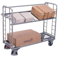VARIOfit Etagenwagen mit 2 Drahtgitterböden, 1805x650x1275 mm (BxTxH), verzinkt
