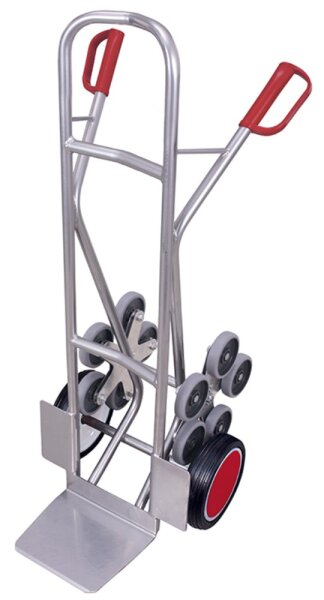 VARIOfit Aluminium Treppenkarre, 610x705x1310 mm (BxTxH), 2 fünfarmige Radsterne