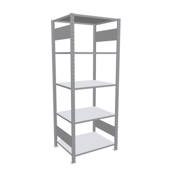SCHULTE MULTIplus 150 Steck-Grundregal 2000x750x600 mm lichtgrau mit 5 Fachböden und Längenriegel
