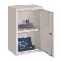 PAVOY Hängeschrank 600x800x300 mm (HxBxT), komplett enzianblau, gelochte Rückwand, Sichtfenstertüren