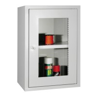 PAVOY Hängeschrank 600x800x300 mm (HxBxT), komplett enzianblau, gelochte Rückwand, Sichtfenstertüren