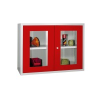 PAVOY Hängeschrank 600x800x300 mm (HxBxT), komplett enzianblau, gelochte Rückwand, Sichtfenstertüren