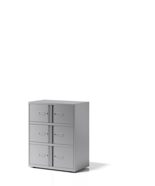 Bisley Spind Office Lodge Essentials, 6 Türen: 4x H 267 & 2x H 304 mm, 1000-1015 x 800 x 470 mm (HxBxT)