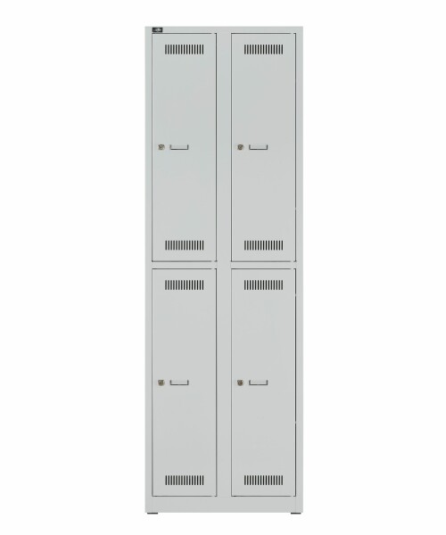 Bisley Garderobenschrank LIGHT, 2 Abteile 300 à 2 Fächer, 1850 x 600 x 500 mm (HxBxT), 245 lichtgrau