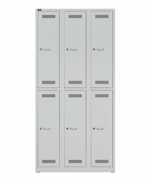 Bisley Garderobenschrank LIGHT, 3 Abteile 300 à 2 Fächer, 1850 x 900 x 500 mm (HxBxT), 245 lichtgrau
